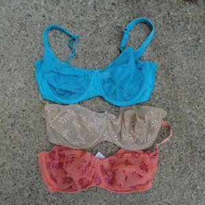 Panache Bra Bundle Peach Beige Aqua Size 40DD